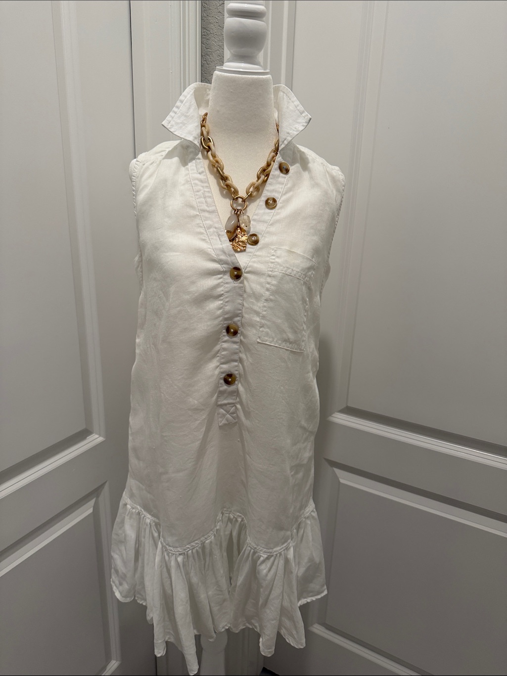 Pilcro By Anthropologie White Linen Dress